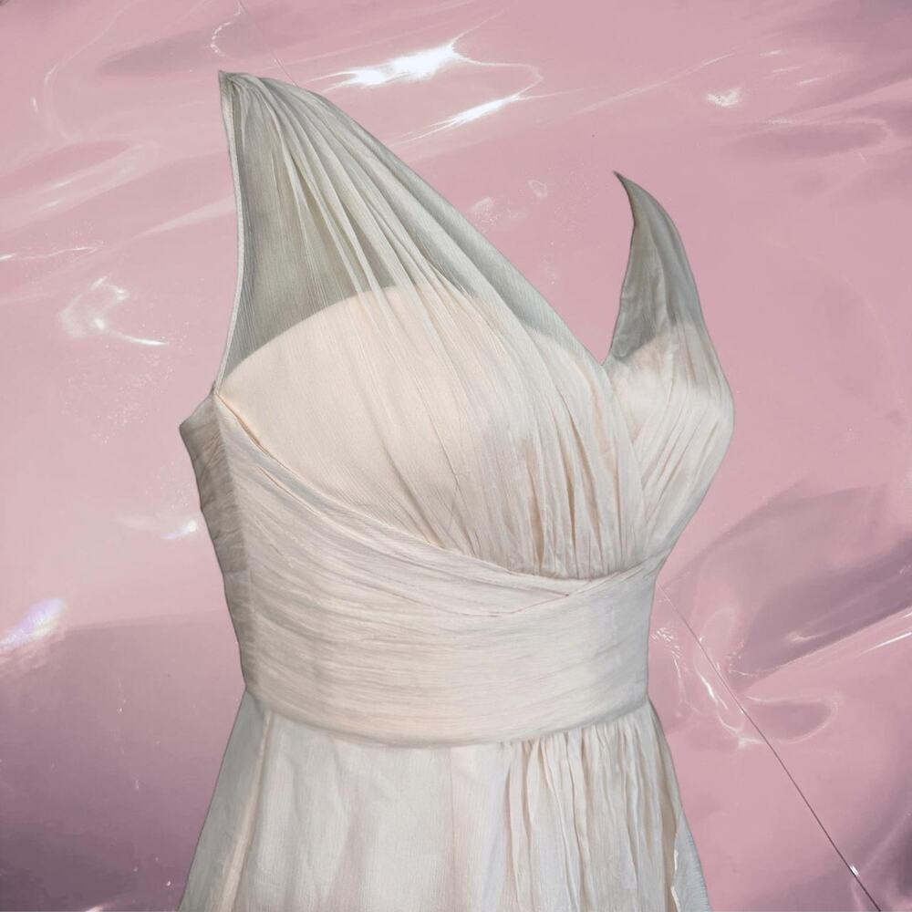 Y2K Pink Amsale Silk Chiffon Dress Ethereal Romantic Bridal